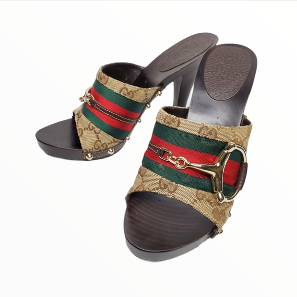 GUCCI HORSEBIT MULES CANVAS - Picture 4 of 16